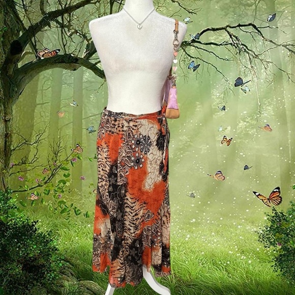 Vintage Abstract Asymmetrical MIDI Skirt by FranklinMan Size 10 - Picture 1 of 7